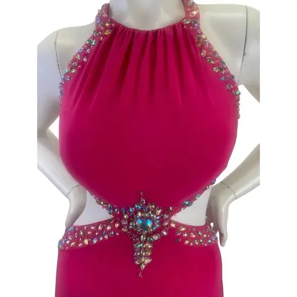 Elegant Pink Halter Dress - Picture 3 of 16